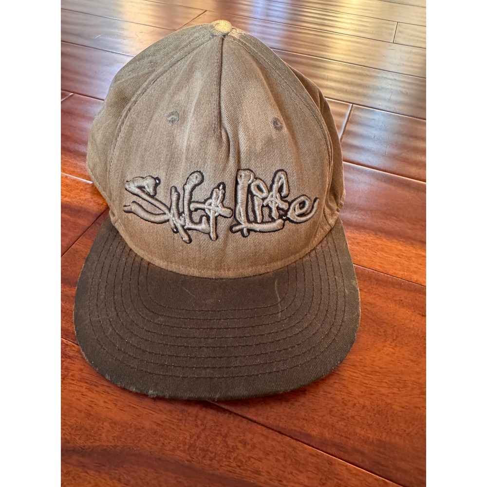 Salt Life Mens Live Salty Two Tone Brown Tan Cotton Baseball Hat Cap OSFM